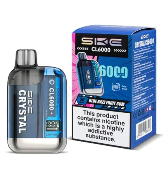 SKE Crystal CL6000 Blue Razz Fruit Gum Prefilled Pod Kit – 20mg