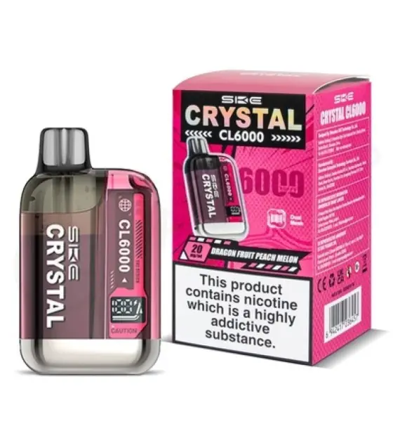 SKE Crystal CL6000 Dragon Fruit Peach Melon Prefilled Pod Kit – 20mg