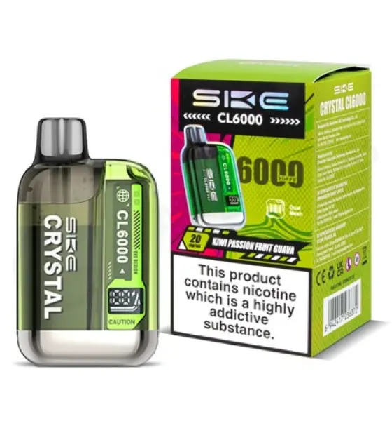 SKE Crystal CL6000 Kiwi Passion Fruit Guava Prefilled Pod Kit – 20mg