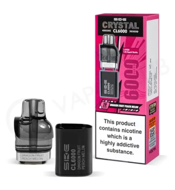 SKE Crystal CL6000 Dragon Fruit Peach Melon Prefilled Pods – 20mg