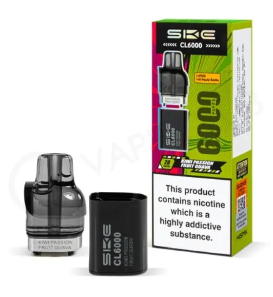 SKE Crystal CL6000 Kiwi Passion Fruit Guava Prefilled Pods – 20mg