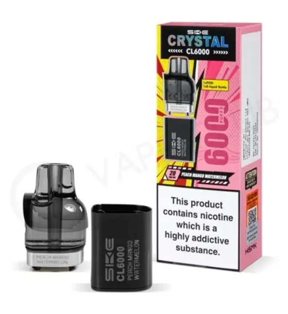 SKE Crystal CL6000 Peach Mango Watermelon Prefilled Pods – 20mg