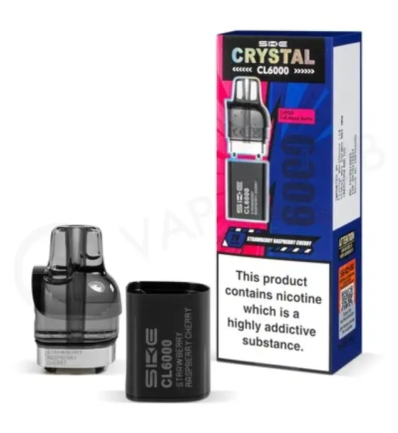 SKE Crystal CL6000 Strawberry Raspberry Cherry Prefilled Pods – 20mg