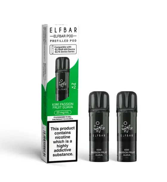 Elf Bar 600 Kiwi Passion Fruit Guava Prefilled Pods – 20mg
