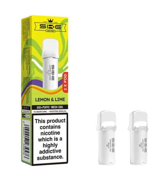 SKE Crystal 600 Pro Lemon & Lime Prefilled Pods – 20mg