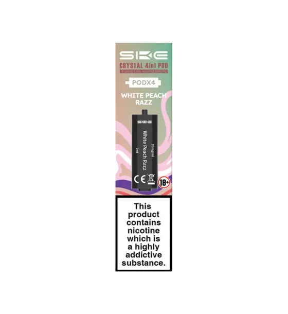 SKE Crystal 4 in 1 White Peach Razz Prefilled Pods – 20mg