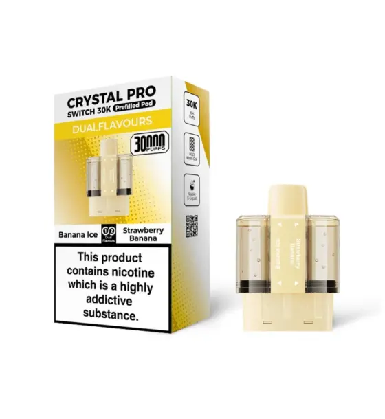 Crystal Pro Switch 30K Banana Ice / Strawberry Banana Prefilled Pods – 20mg