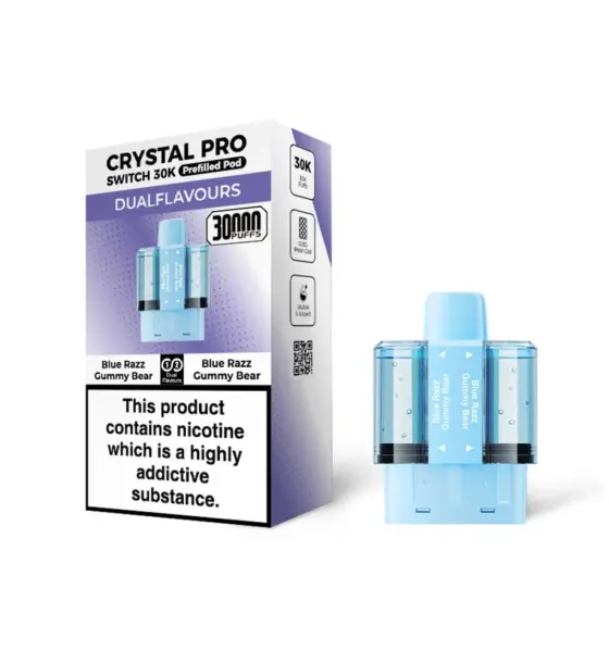 Crystal Pro Switch 30K Blue Razz Gummy Bear / Blue Razz Gummy Bear Prefilled Pods – 20mg