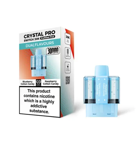 Crystal Pro Switch 30K Blueberry Cotton Candy / Raspberry Cotton Candy Prefilled Pods – 20mg