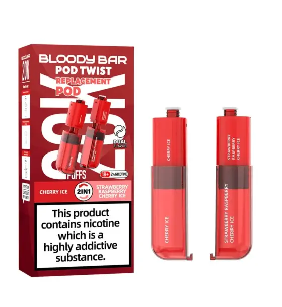 Bloody Bar Ultra Twist 20K Cherry Ice / Strawberry Raspberry Cherry Ice Prefilled Pods – 20mg