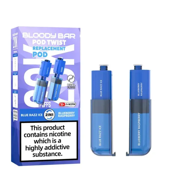 Bloody Bar Ultra Twist 20K Blue Razz Ice / Blueberry Raspberry Prefilled Pods – 20mg