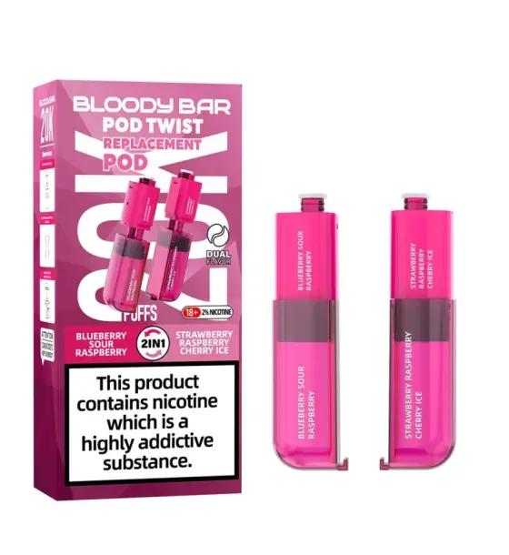Bloody Bar Ultra Twist 20K Blueberry Sour Raspberry / Strawberry Raspberry Cherry Ice Prefilled Pods – 20mg