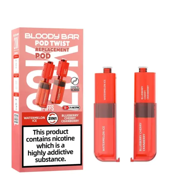 Bloody Bar Ultra Twist 20K Watermelon Ice / Blueberry Cherry Cranberry Prefilled Pods – 20mg