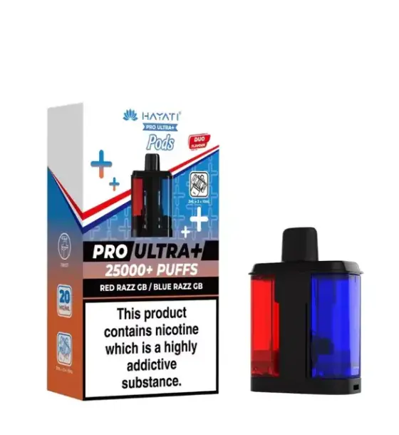 Hayati Pro Ultra+ 25000 Red Razz GB / Blue Razz GB Replacement Pod – 20mg