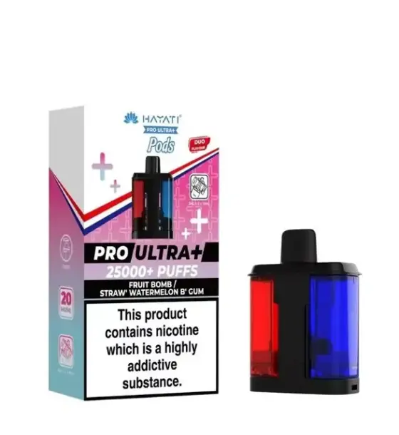 Hayati Pro Ultra+ 25000 Fruit Bomb / Straw' Watermelon Bubblegum Replacement Pod – 20mg