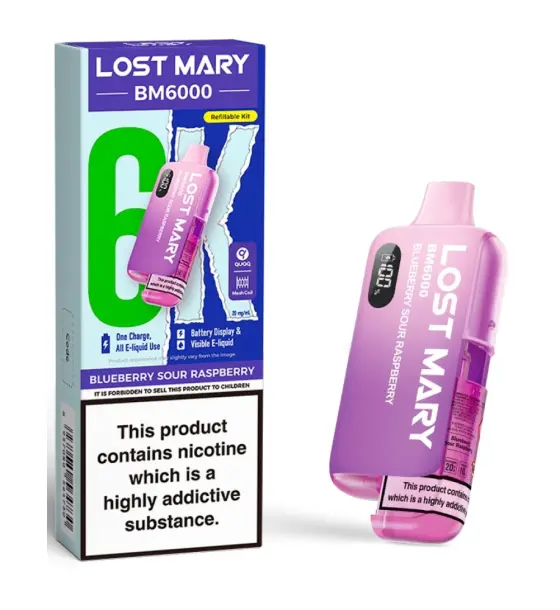 Lost Mary BM6000 Blueberry Sour Raspberry Prefilled Pod Kit – 20mg