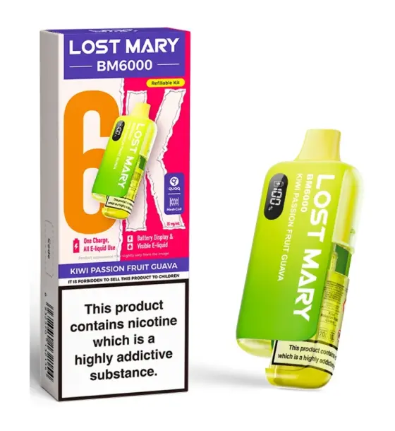 Lost Mary BM6000 Kiwi Passion Fruit Guava Prefilled Pod Kit – 20mg