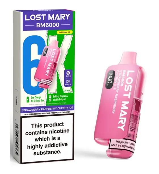 Lost Mary BM6000 Strawberry Raspberry Cherry Ice Prefilled Pod Kit – 20mg