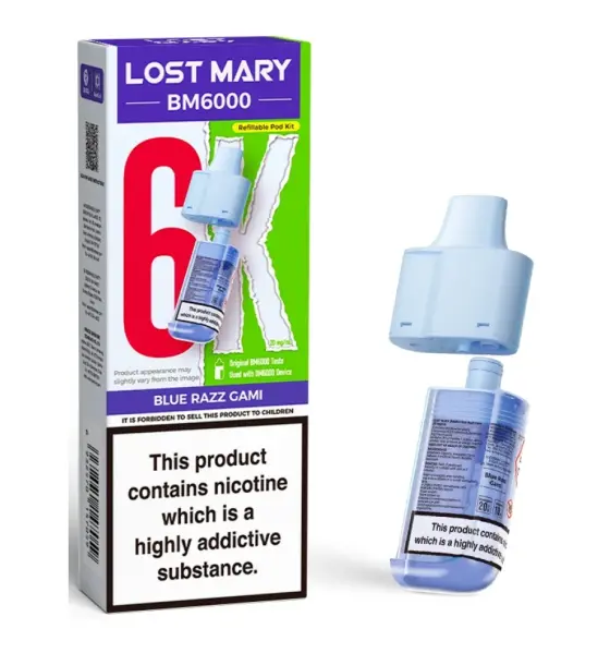 Lost Mary BM6000 Blue Razz Gami Prefilled Pod Kit – 20mg