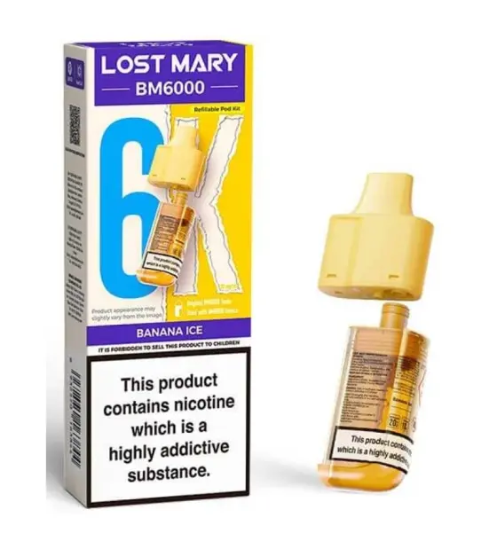 Lost Mary BM6000 Banana Ice Replacement Pod & Refill Pack – 20mg