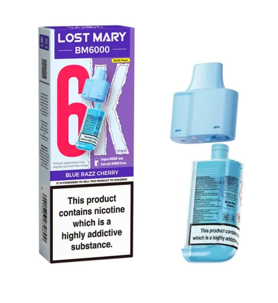 Lost Mary BM6000 Blue Razz Cherry Replacement Pod & Refill Pack – 20mg