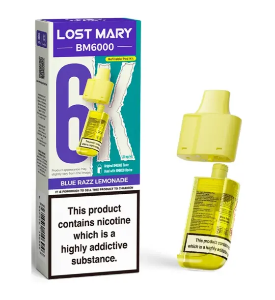 Lost Mary BM6000 Blue Razz Lemonade Replacement Pod & Refill Pack – 20mg