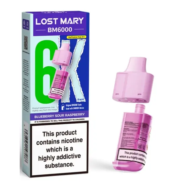 Lost Mary BM6000 Blueberry Sour Raspberry Replacement Pod & Refill Pack – 20mg