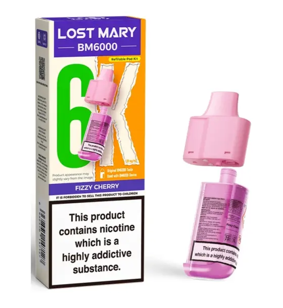 Lost Mary BM6000 Fizzy Cherry Replacement Pod & Refill Pack – 20mg