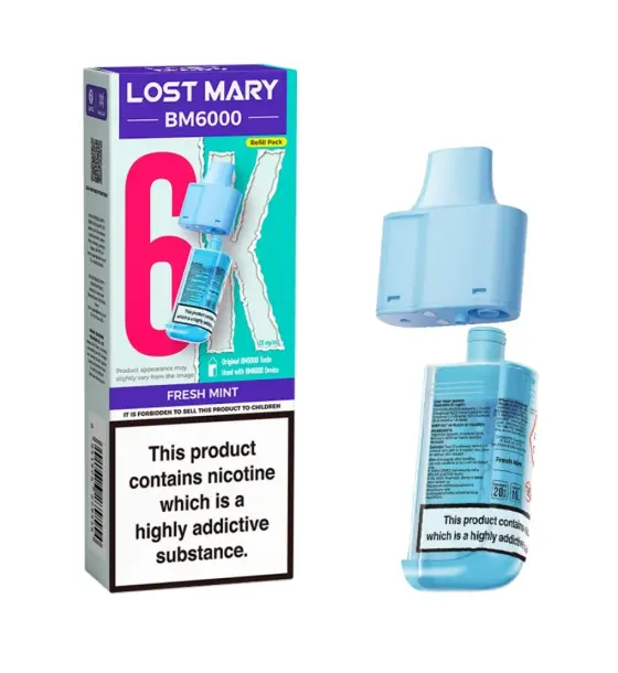 Lost Mary BM6000 Fresh Mint Replacement Pod & Refill Pack – 20mg