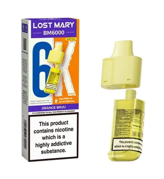 Lost Mary BM6000 Orange Bruu Replacement Pod & Refill Pack – 20mg