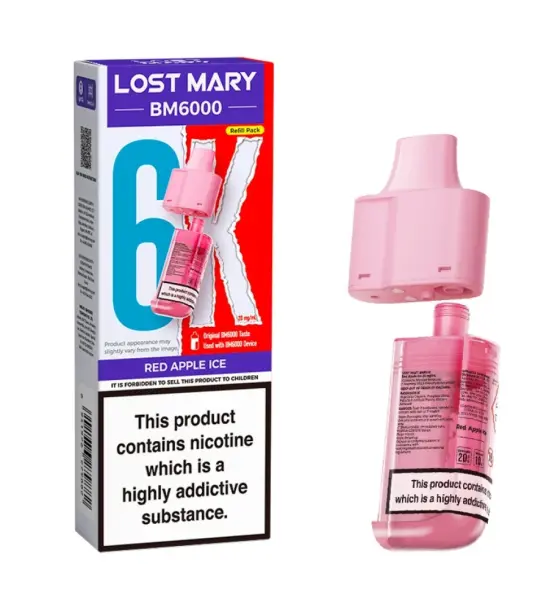 Lost Mary BM6000 Red Apple Ice Replacement Pod & Refill Pack – 20mg