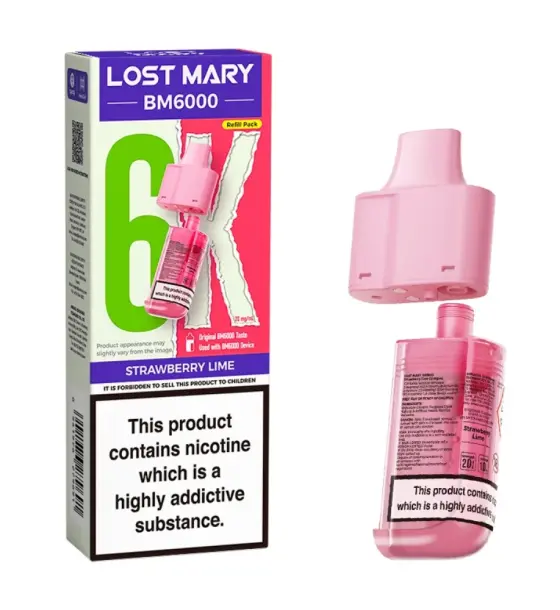 Lost Mary BM6000 Strawberry Lime Replacement Pod & Refill Pack – 20mg