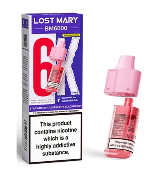 Lost Mary BM6000 Strawberry Raspberry Blackberry Replacement Pod & Refill Pack – 20mg
