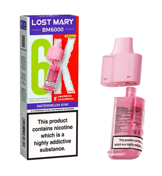Lost Mary BM6000 Watermelon Kiwi Replacement Pod & Refill Pack – 20mg