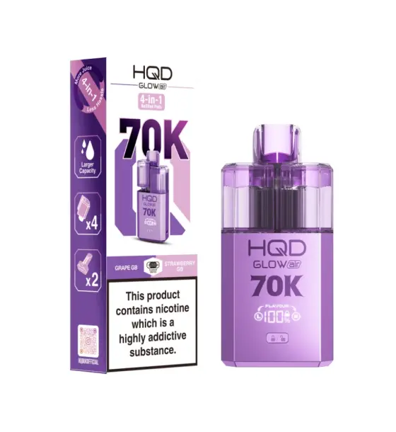 HQD Glow Air 70K Grape GB & Strawberry GB Prefilled Pod Kit – 20mg