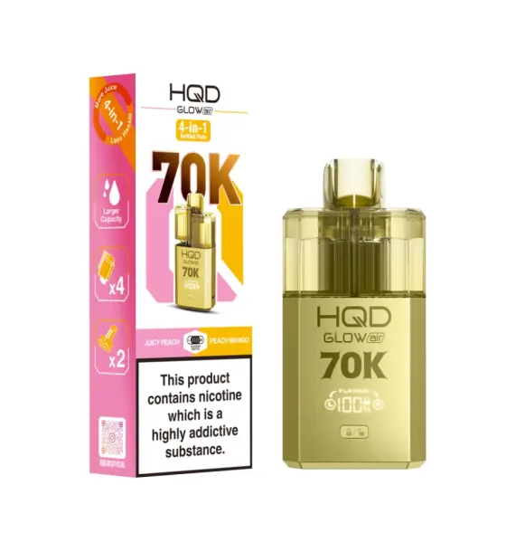 HQD Glow Air 70K Juicy Peach & Peach Mango Prefilled Pod Kit – 20mg