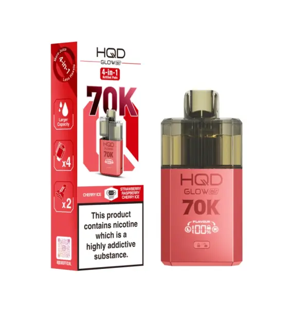 HQD Glow Air 70K Cherry Ice & Strawberry Raspberry Cherry Ice Prefilled Pod Kit – 20mg