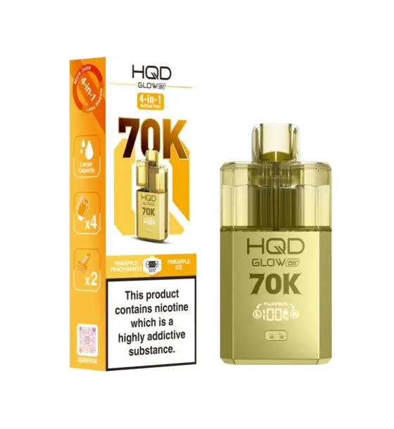HQD Glow Air 70K Pineapple Peach Mango & Pineapple Ice Prefilled Pod Kit – 20mg