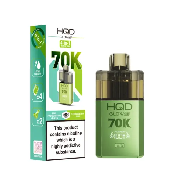 HQD Glow Air 70K Kiwi Passionfruit Guava & Strawberry Kiwi Prefilled Pod Kit – 20mg