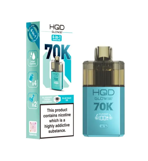 HQD Glow Air 70K Blueberry Cherry Cranberry & Blue Razz GB Prefilled Pod Kit – 20mg