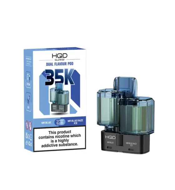 HQD Glow Air 35K Mr Blue & Mr Blue Razz Ice Prefilled Pod – 20mg