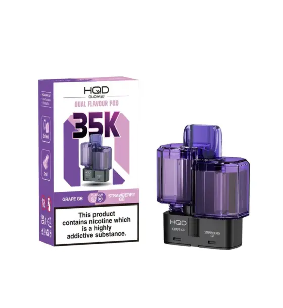 HQD Glow Air 35K Grape GB & Strawberry GB Prefilled Pod – 20mg