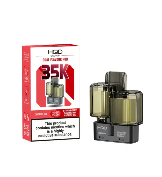 HQD Glow Air 35K Cherry Ice & Strawberry Raspberry Cherry Ice Prefilled Pod – 20mg