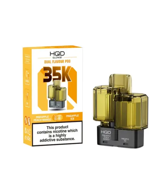 HQD Glow Air 35K Pineapple Peach Mango & Pineapple Ice Prefilled Pod – 20mg