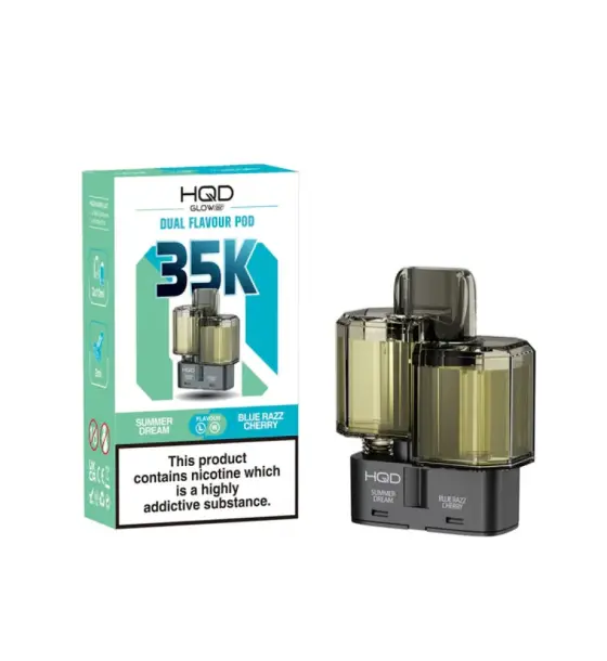 HQD Glow Air 35K Summer Dream & Blue Razz Cherry Prefilled Pod – 20mg