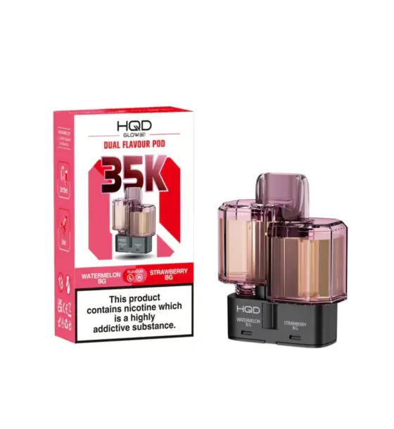 HQD Glow Air 35K Watermelon BG & Strawberry BG Prefilled Pod – 20mg