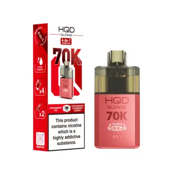 HQD Glow Air 70K Strawberry Ice & Strawberry Cranberry Cherry Prefilled Pod Kit – 20mg